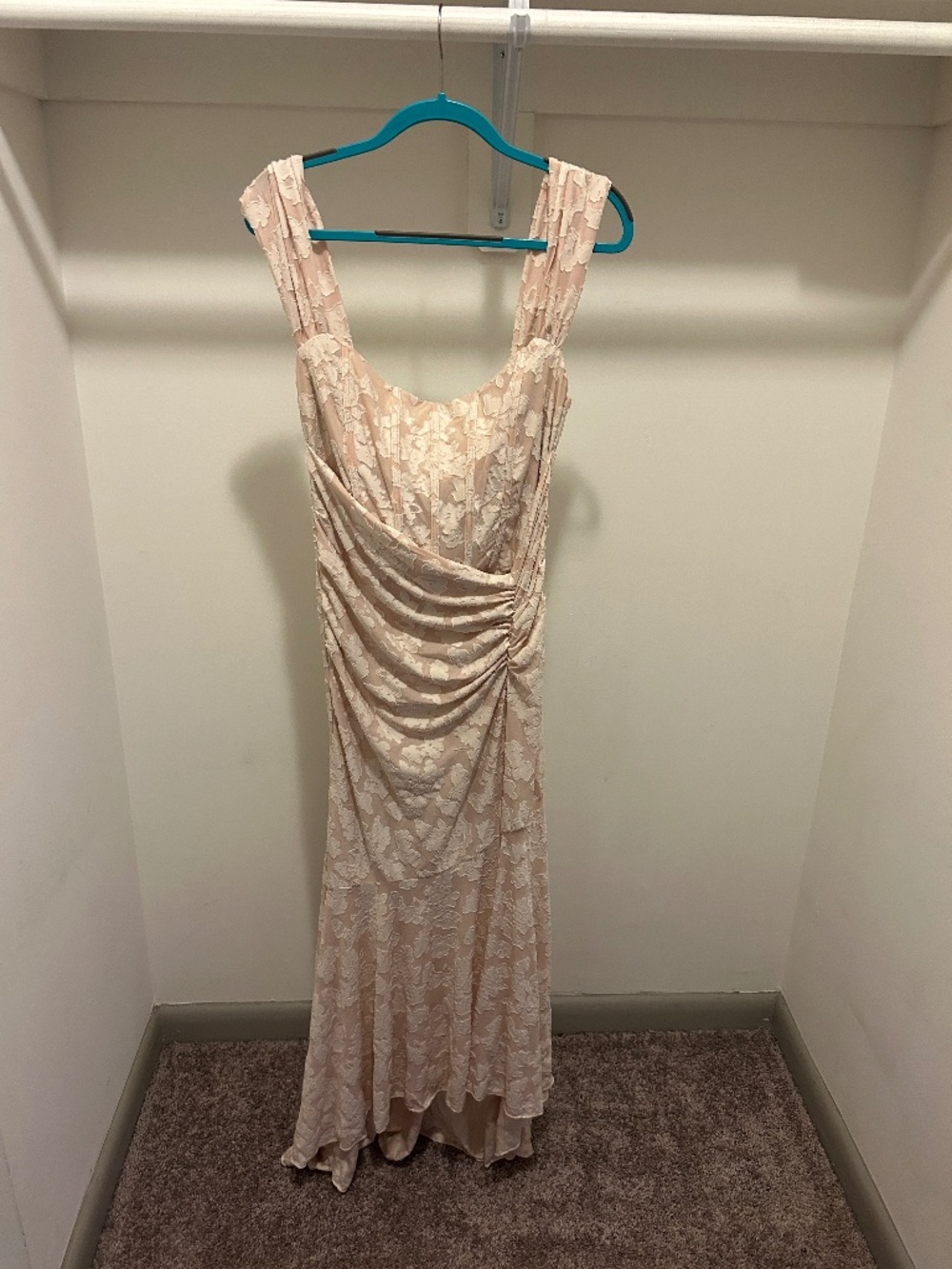 Floor-length floral ivory corset dress